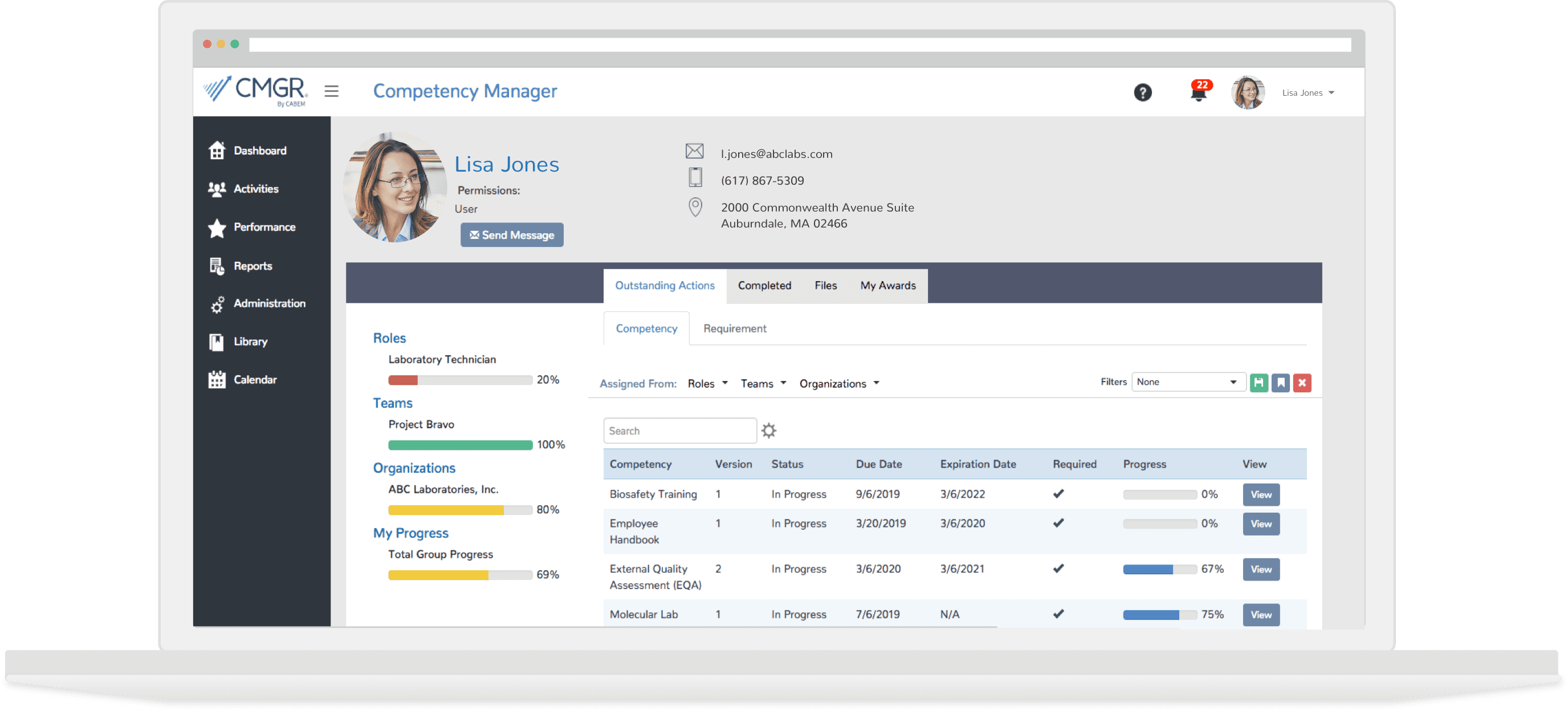 Image of Competency Manager website on a laptop